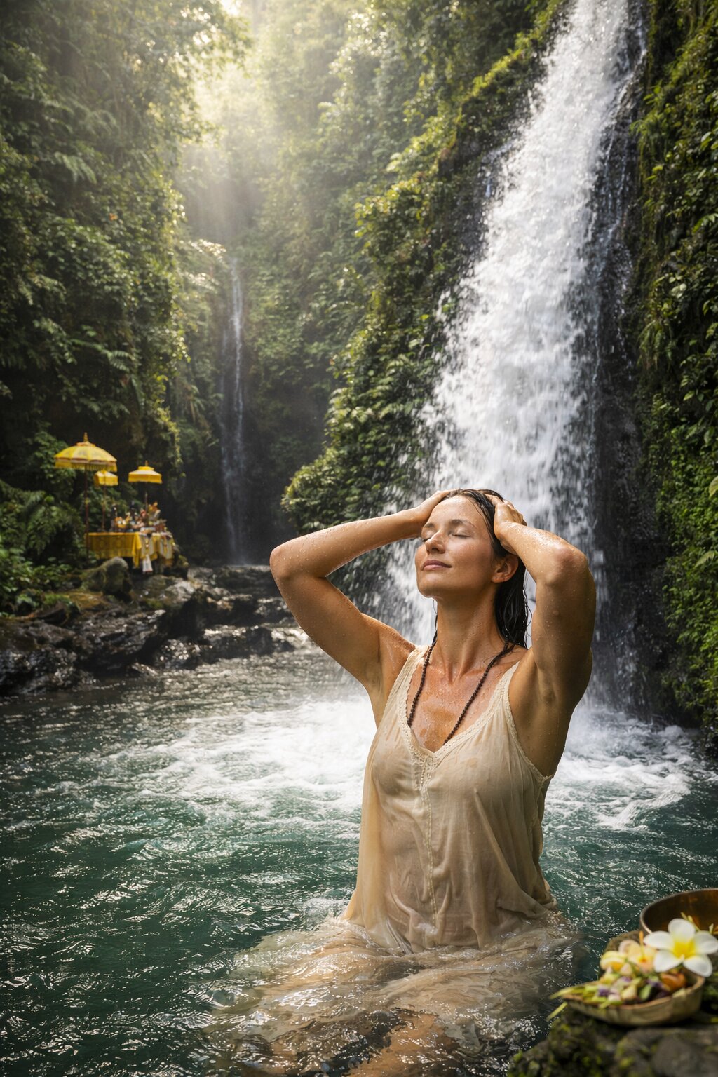 Sacred waterfall excursion in the jungle