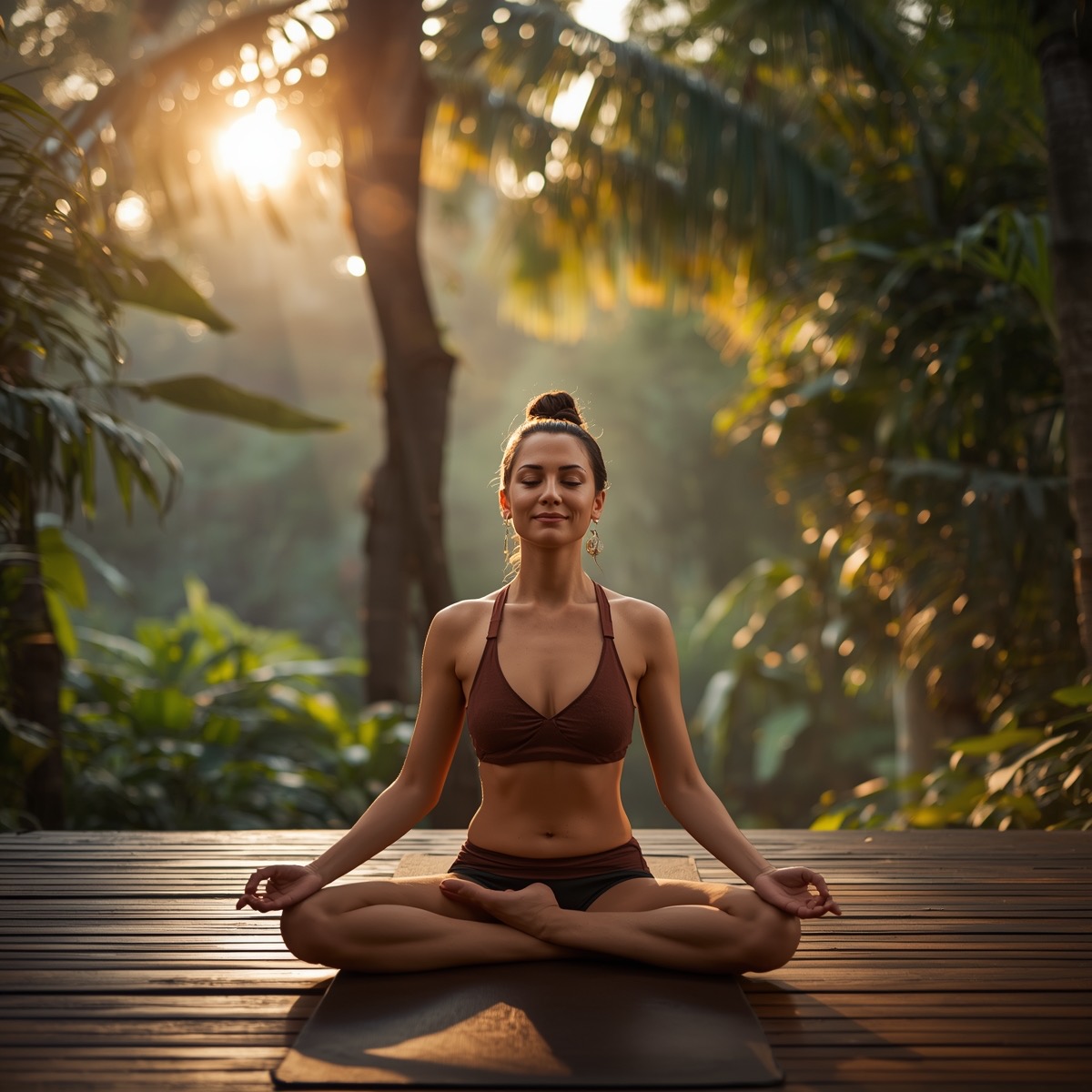 Sunset beach yoga on Bali's coastline